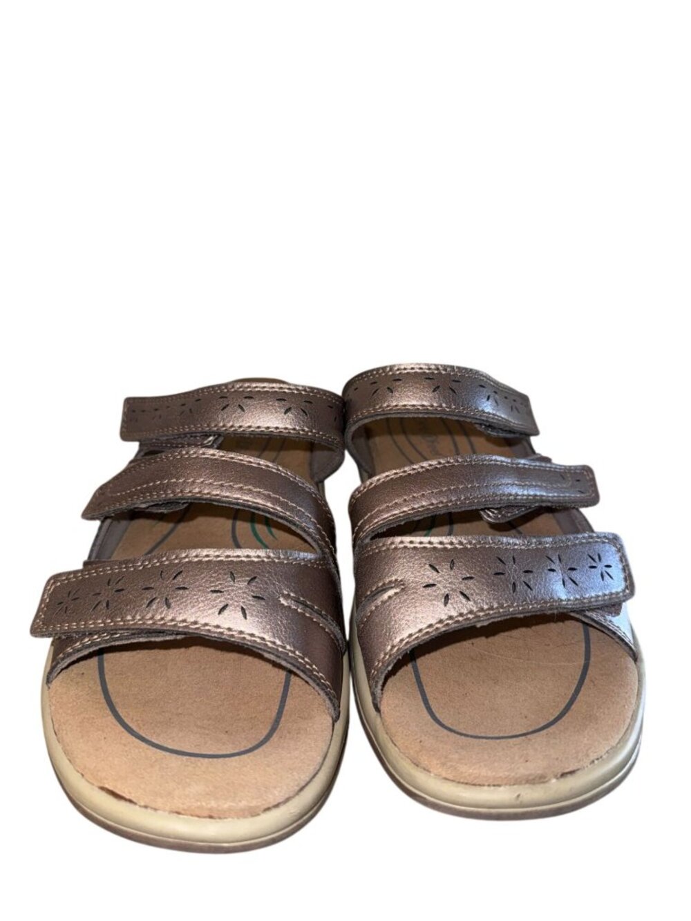 Orthofeet Womens Bronze Adjustable Strap Sandals Size 8 Wide Comfort Slip-On Sho - Picture 2 of 5